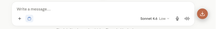 Orange download button to the right of the Claude.ai message box